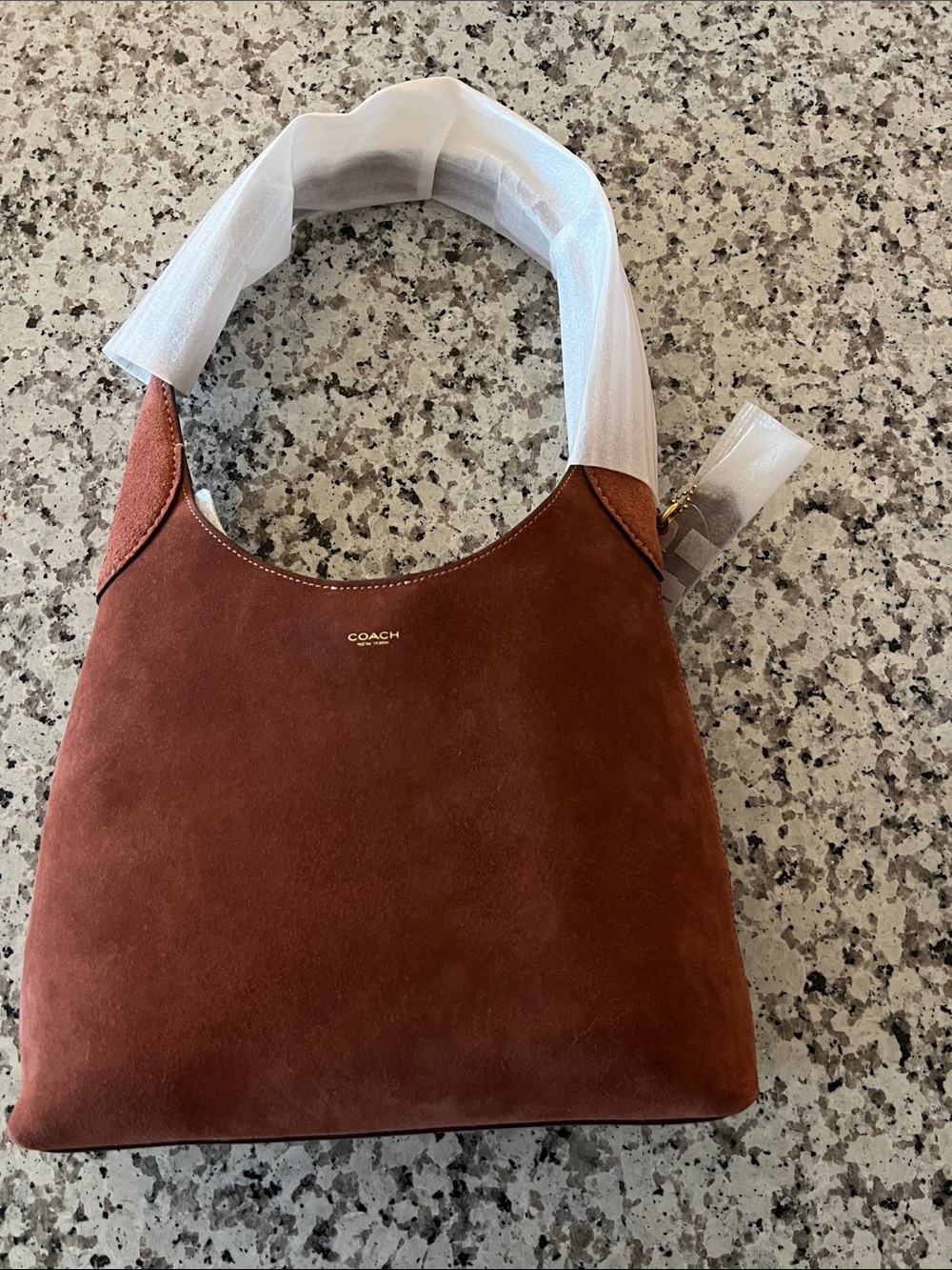 Coach Suede Brooklyn 28 (Brass/Clay) NWT